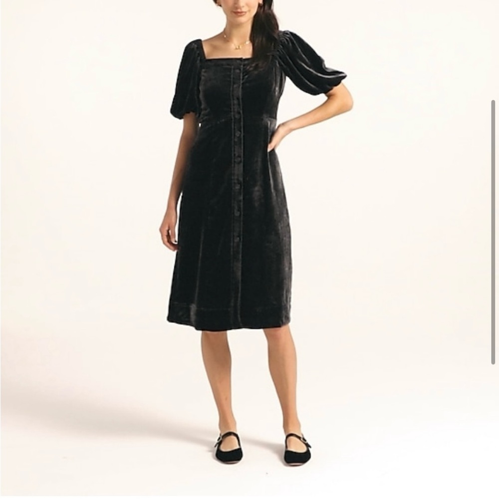 J Crew puff sleeve black dress, NWT, size 14.